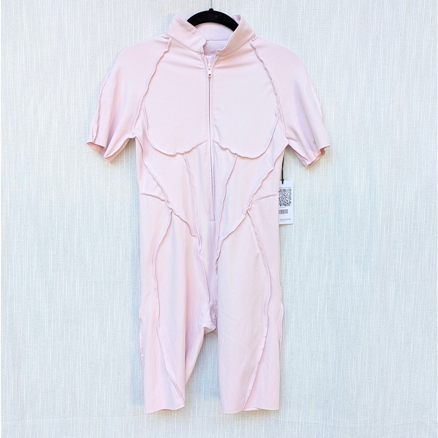 Betterme Bttrm Sleek Shorts Catsuit Womens M Pink Second Skin Zip Slim Nwt — image 2 of 8